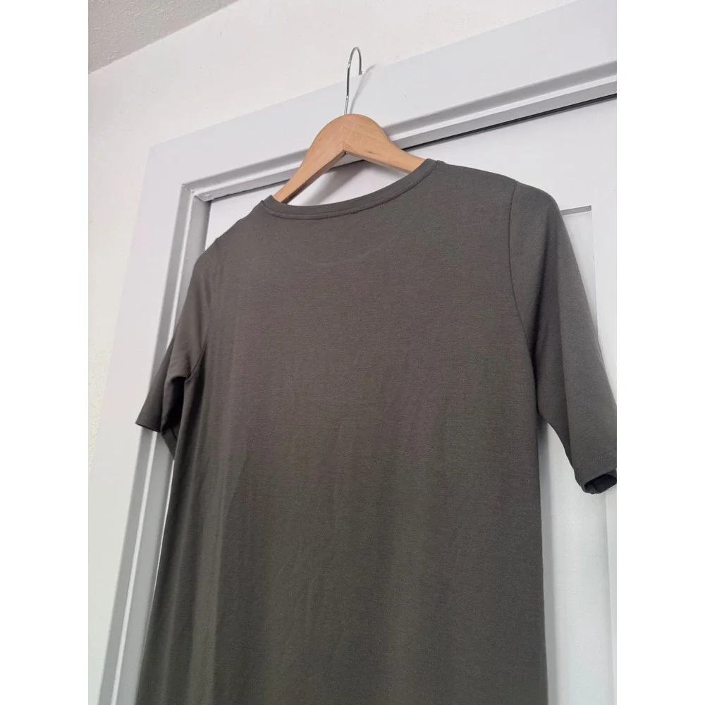 Eileen‎ Fisher Short Sleeve Viscose Jersey Midi T-Shirt Dress Olive XXS